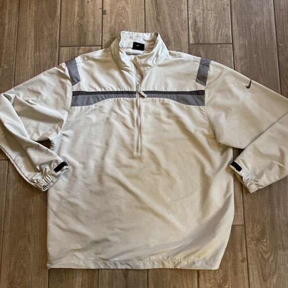 Nike Windbreaker Jacket Pullover Adult Large Beige Pullover Swoosh Retro Style - Picture 1 of 10